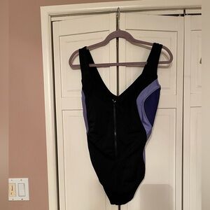Longitude Black Swimsuit with Purple Accent Panels